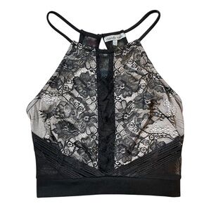 Vintage Y2K Charlotte Russe Black Lace Top Size Small